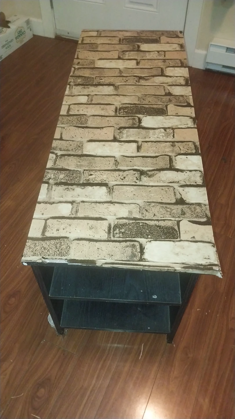 Coffee Table with Brick paper Pattern Top
