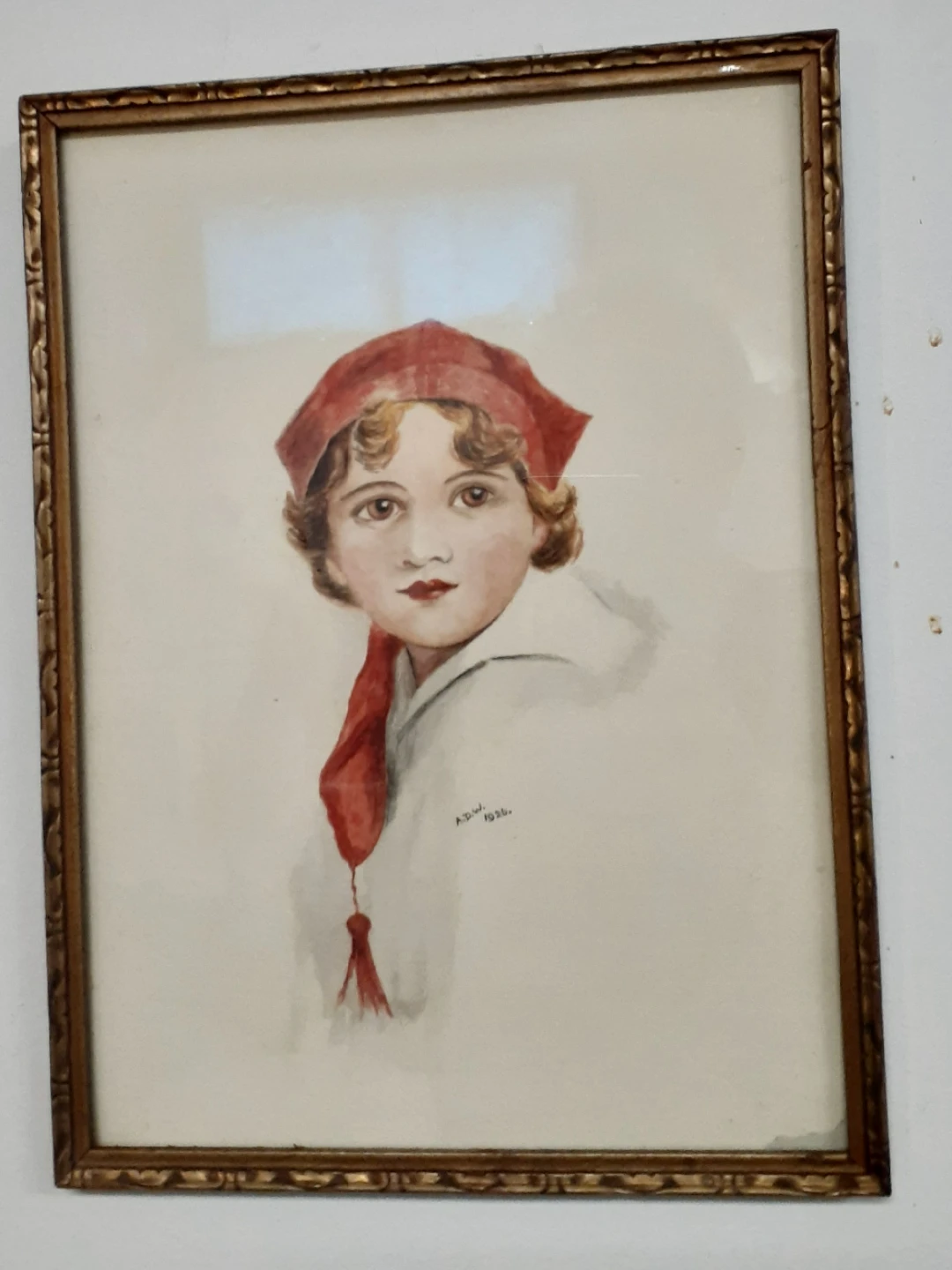 Framed Watercolour Painting of Child, 1930