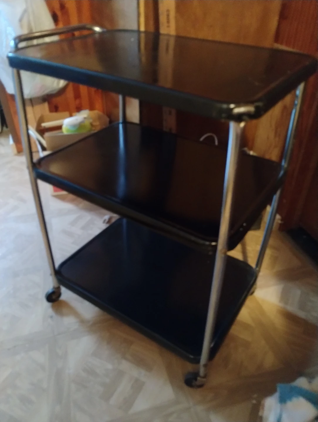 Black 3-Tier Rolling Utility Cart