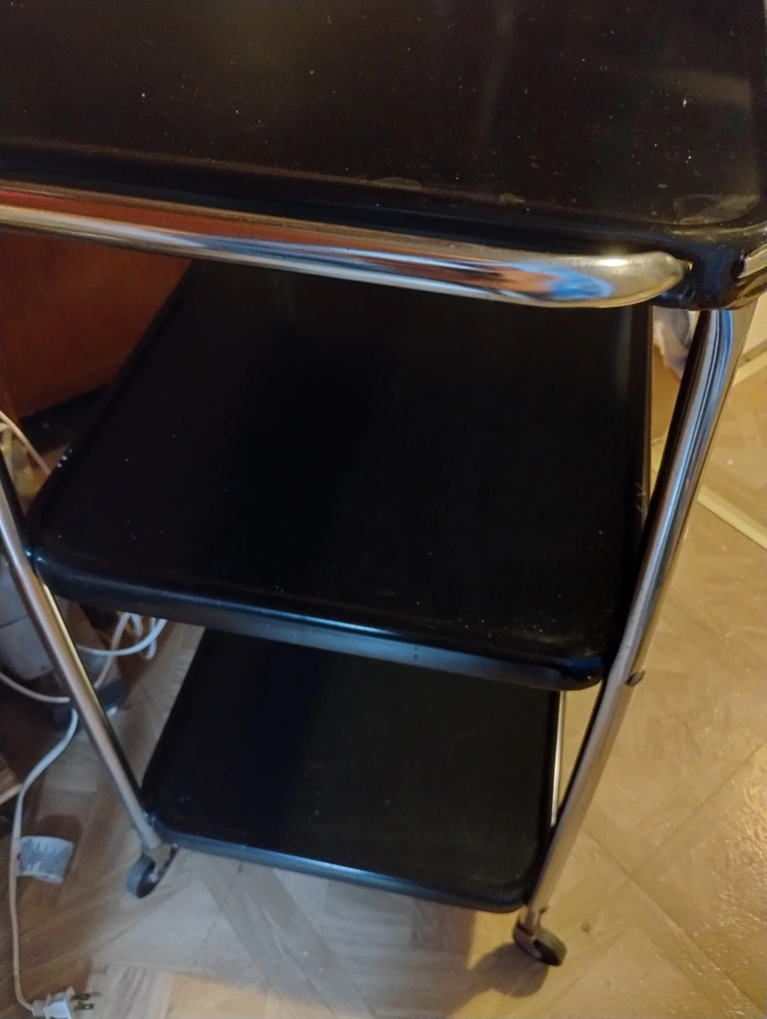 Black 3-Tier Rolling Utility Cart - photo 4