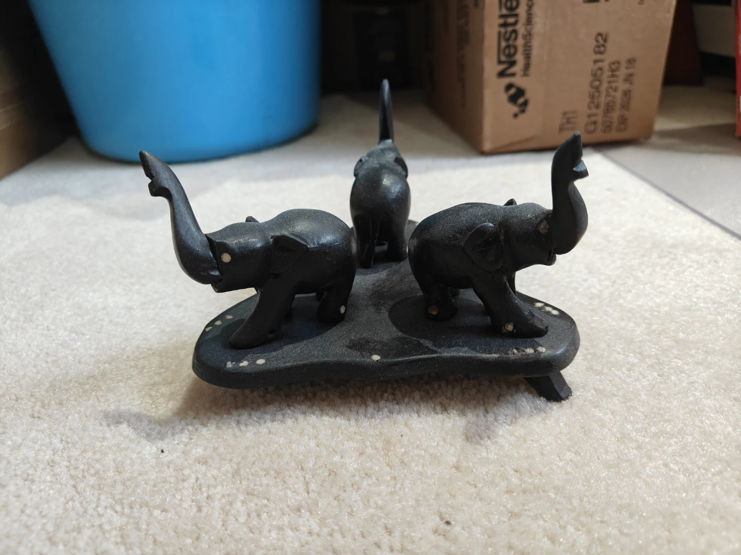 Wooden Elephant Figurine Set
