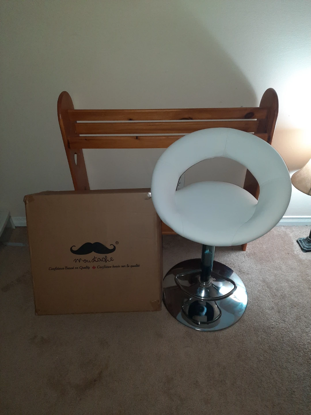 Moustache Adjustable Swivel Bar Stool - White