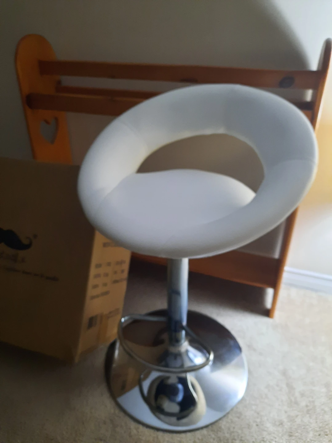 Moustache Adjustable Swivel Bar Stool - White - photo 2