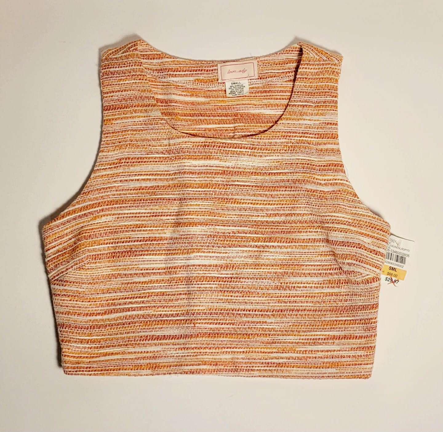 Love Ady Striped Patterned Cropped Tank Top - XS