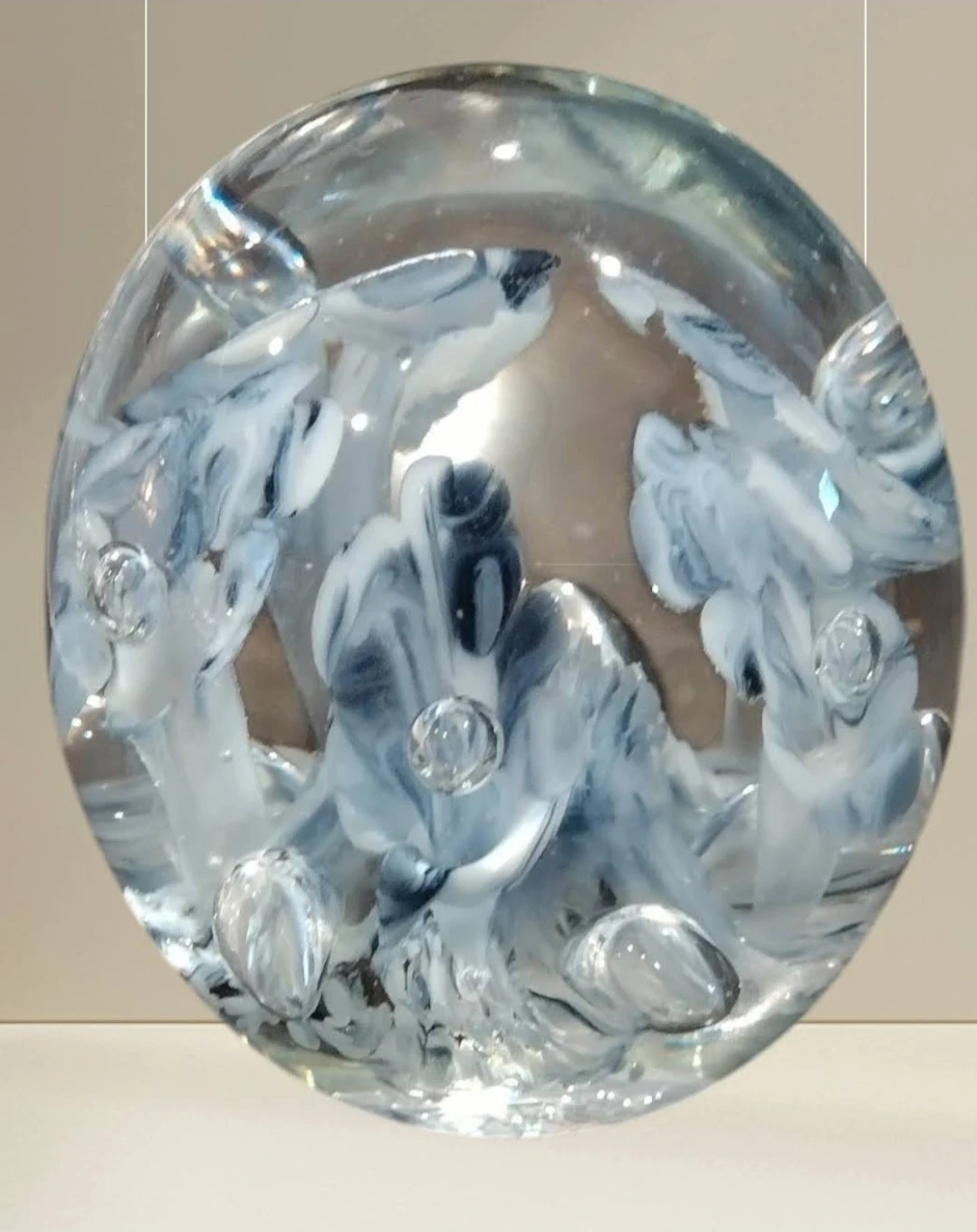 🥕 Joe St Clair Art Glass Paperweight Blue Trumpets