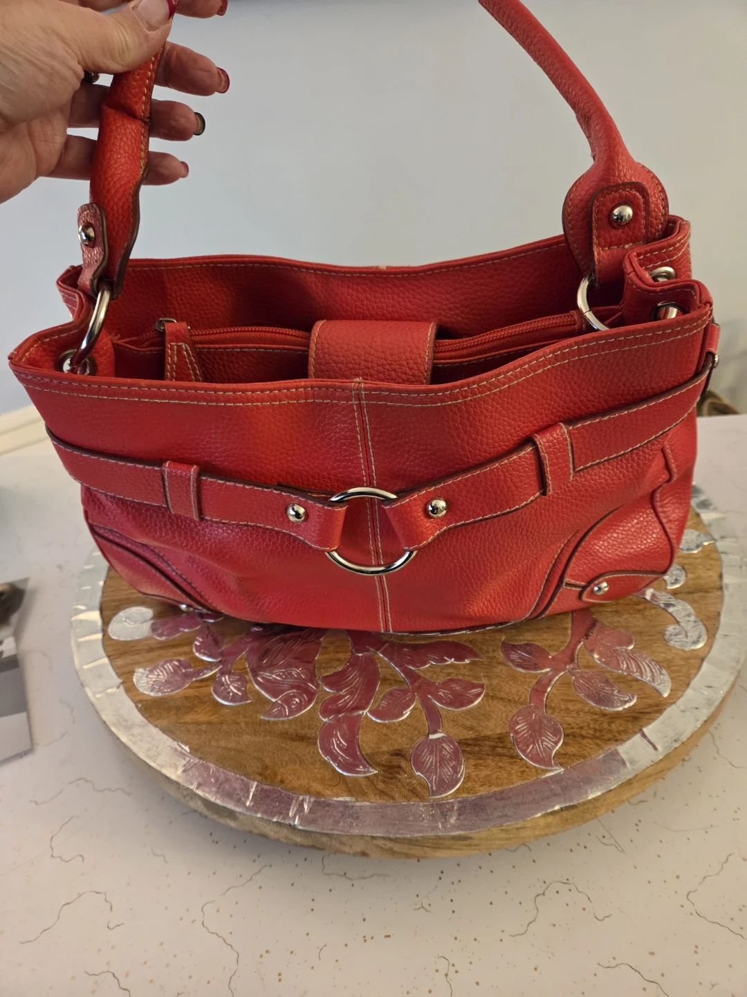 CLEO Red Satchel Handbag