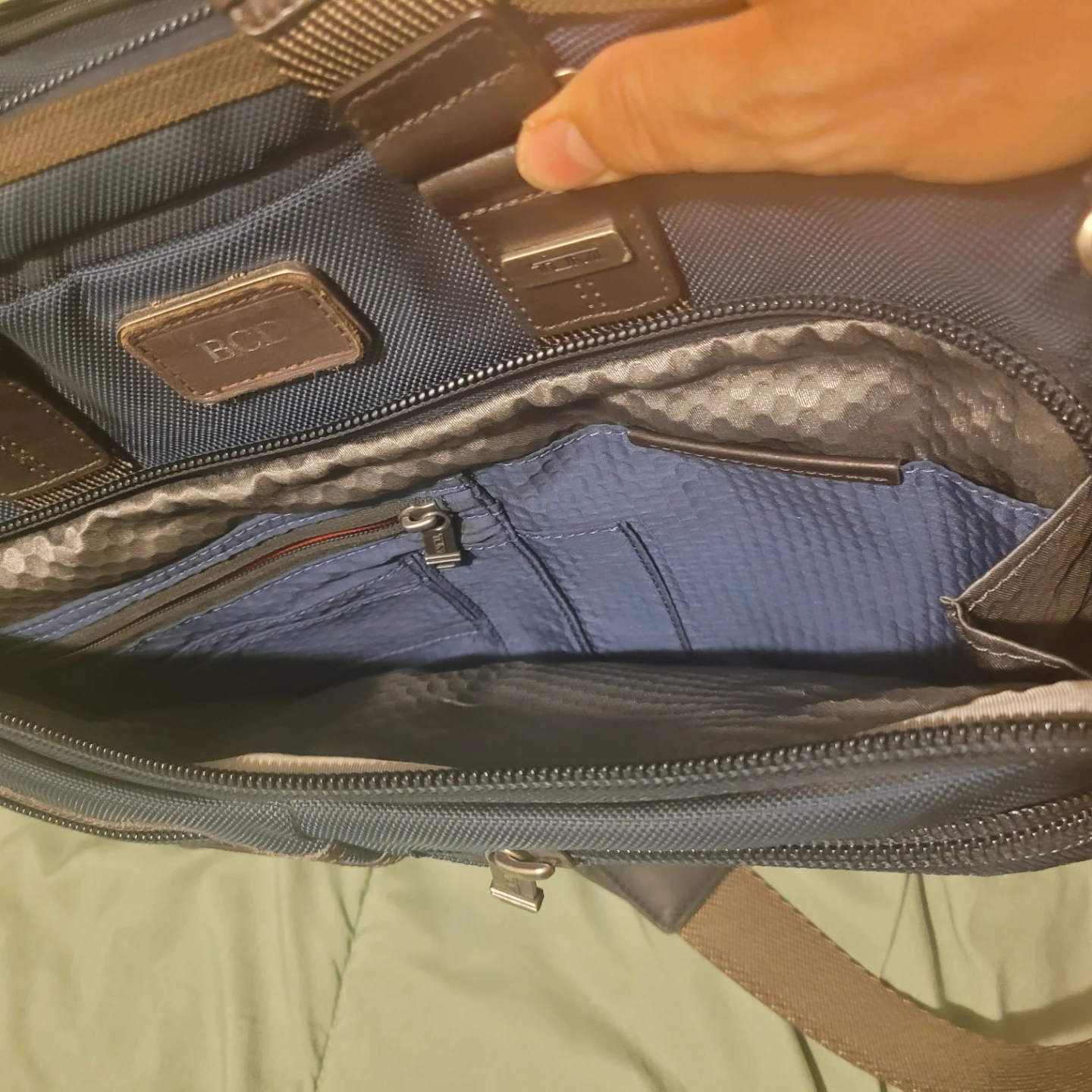 Tumi Blue/Brown Nylon and Leather Slim Briefcase - photo 5