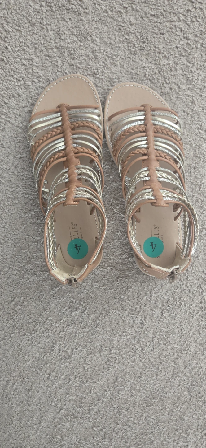 Girls Size 4 Brown & Gold Gladiator Sandals - photo 2