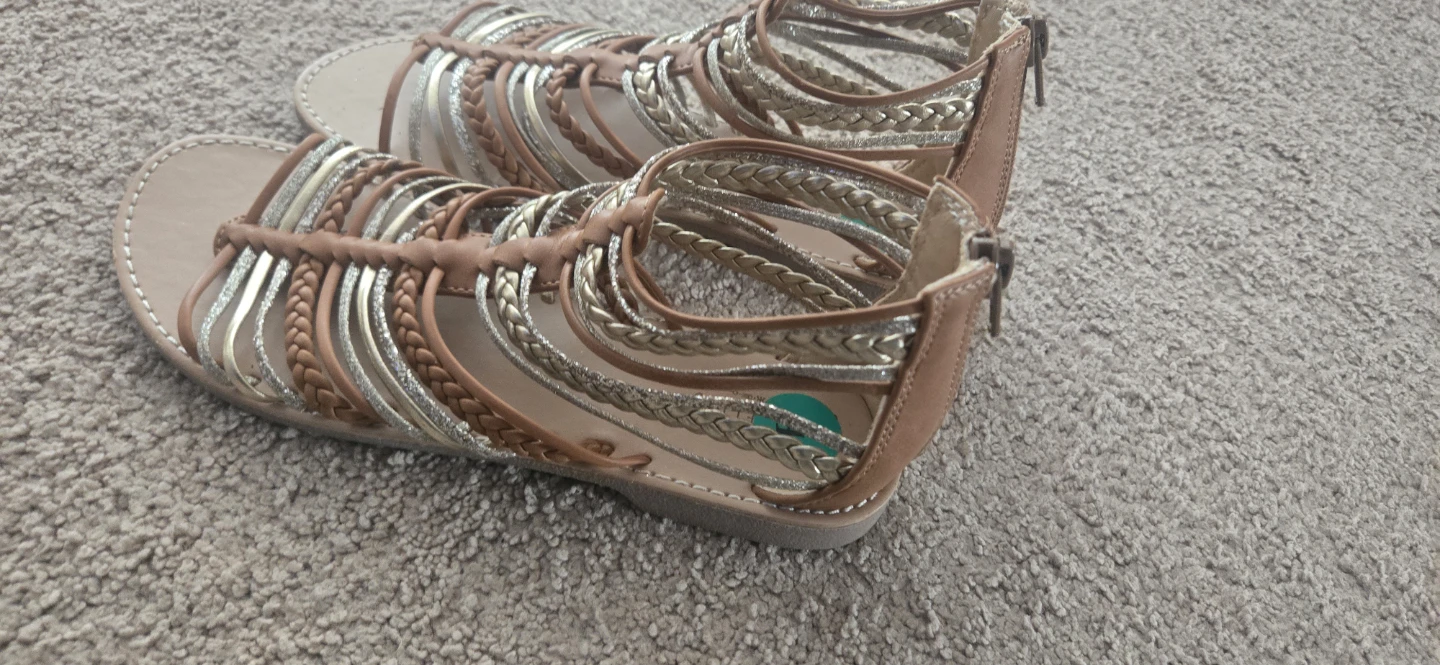 Girls Size 4 Brown & Gold Gladiator Sandals - photo 4