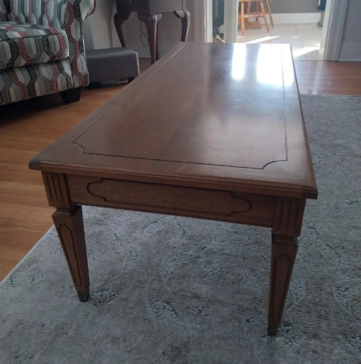 Wooden Coffee Table with Faux Drawer - photo 2