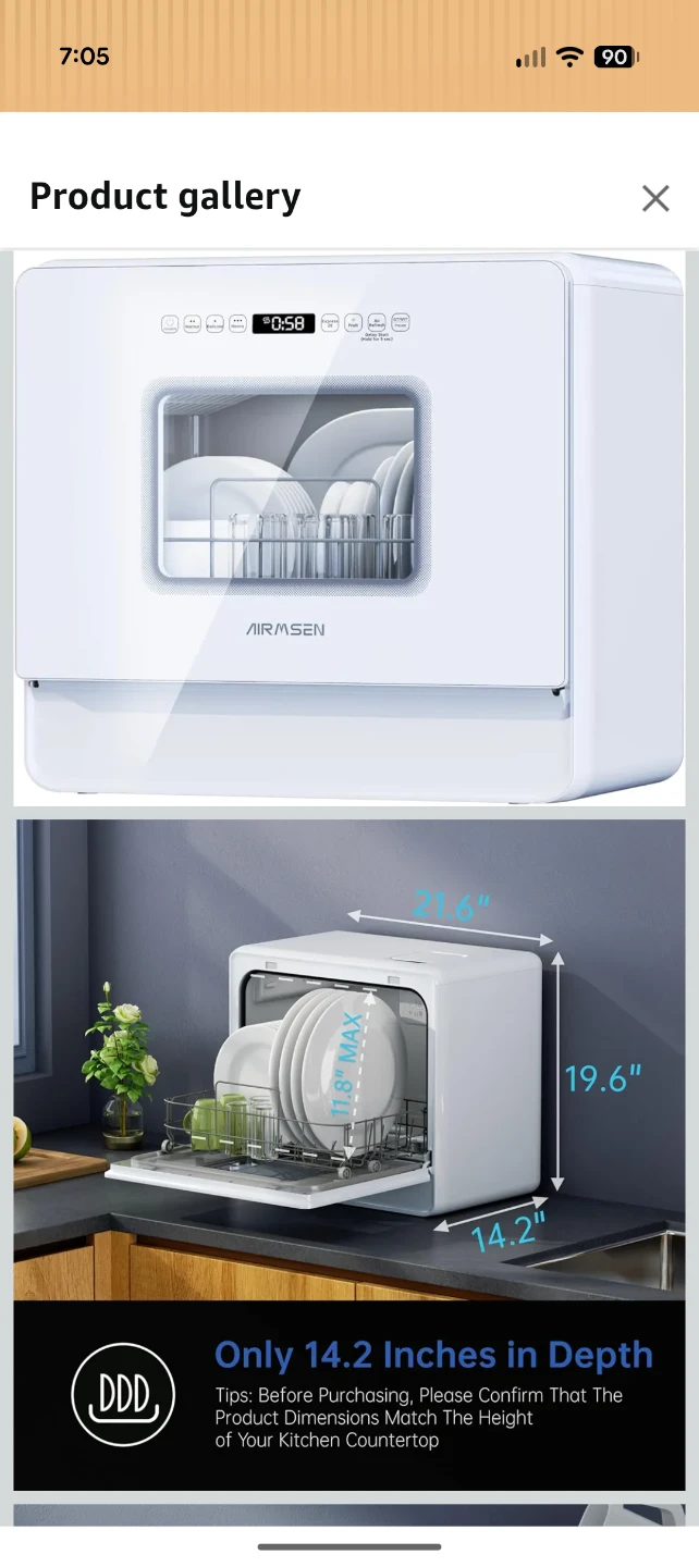 AIRMSEN Portable Countertop Dishwasher