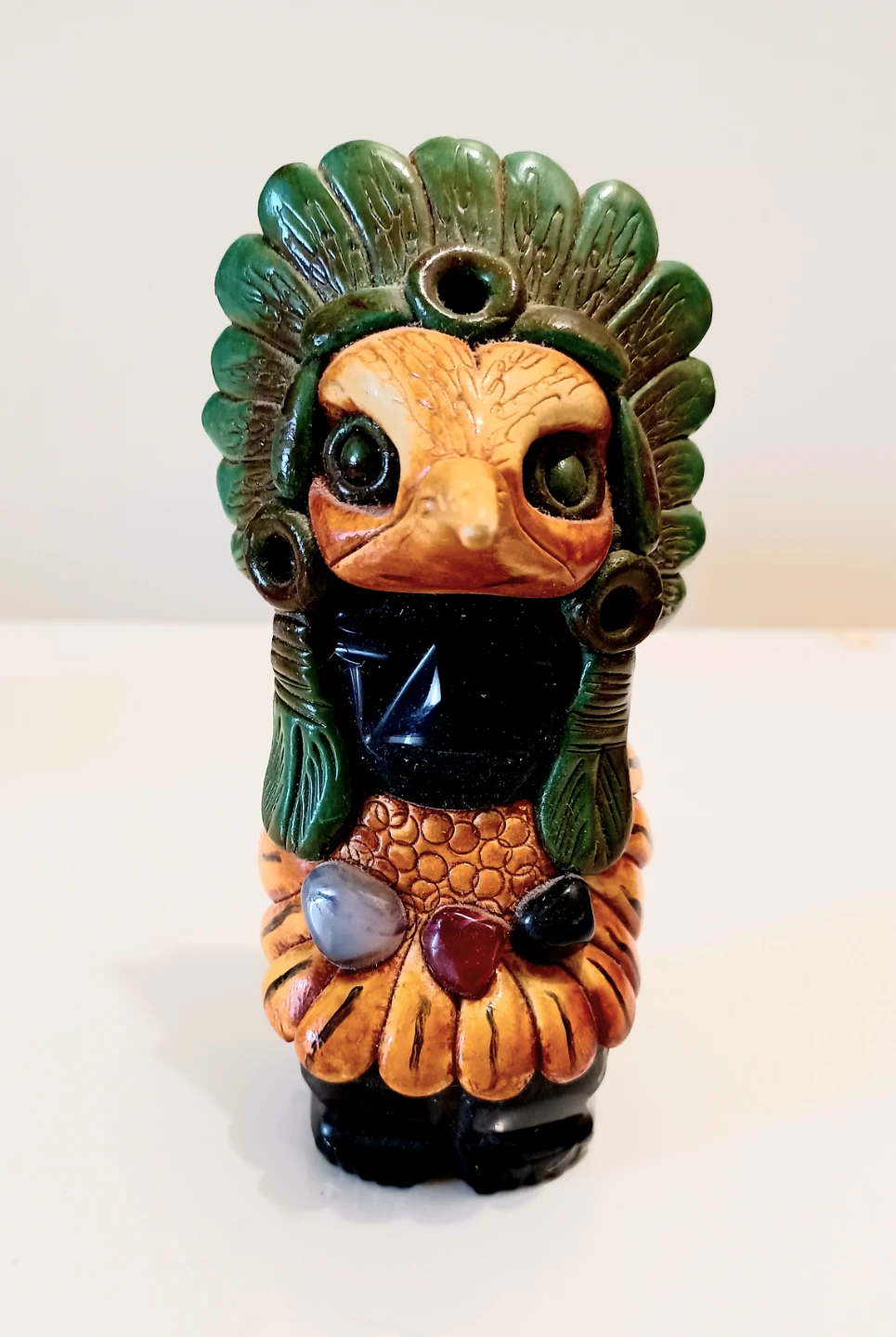 Vtg Hand Carved Onyx Aztec Eagle Warrior Statuette - photo 3