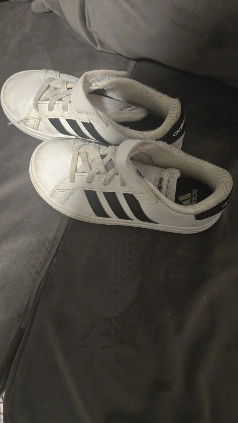 Adidas Kids White Sneakers with Velcro Straps