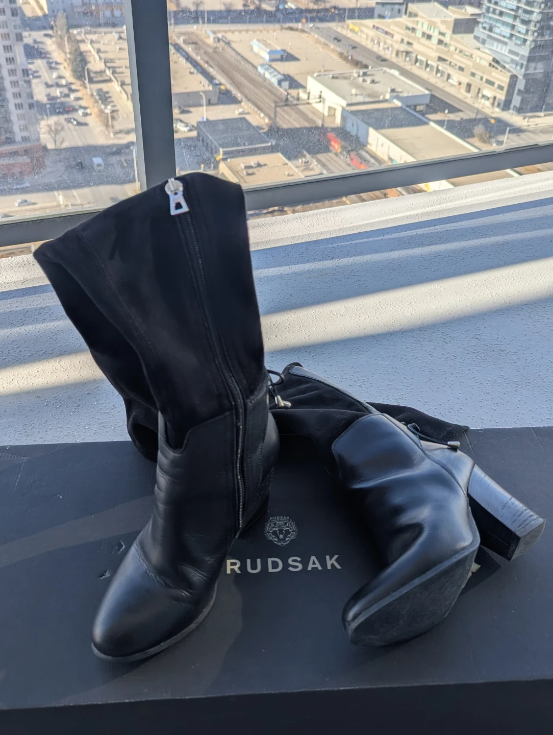 RUDSAK Black Leather & Suede Knee-High Boots - photo 2