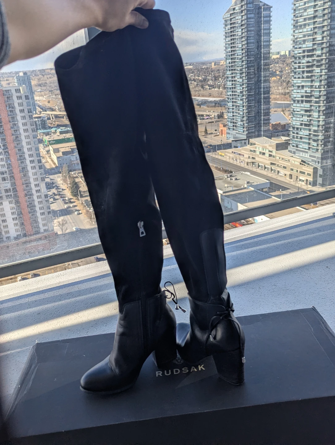 RUDSAK Black Leather & Suede Knee-High Boots - photo 3