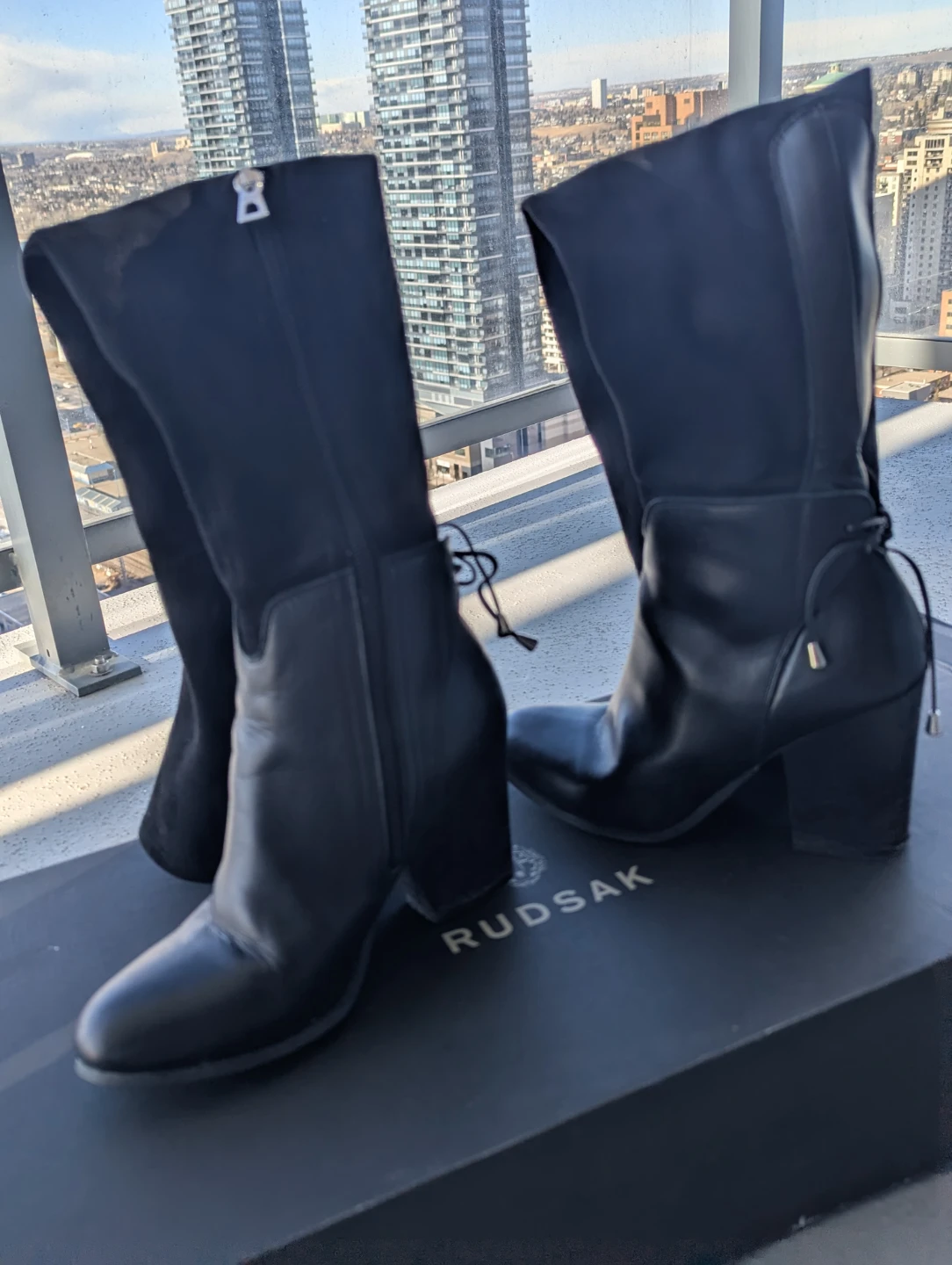 RUDSAK Black Leather & Suede Knee-High Boots - photo 5