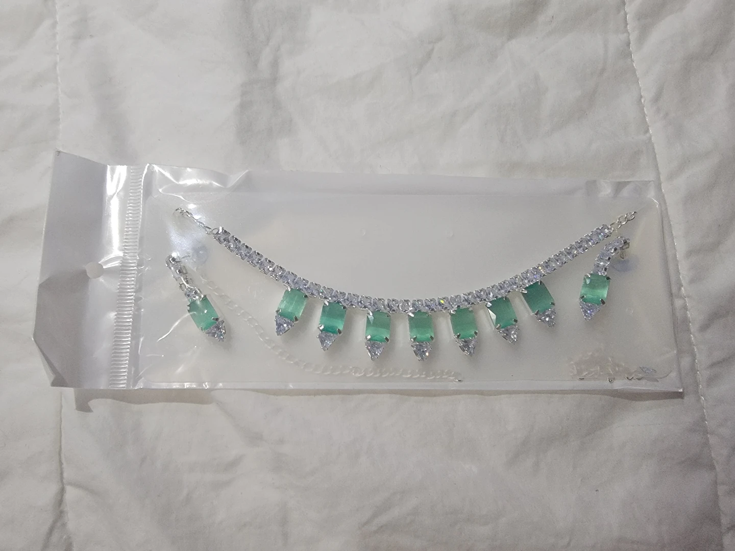Emerald and Diamond Necklace and Earring Set