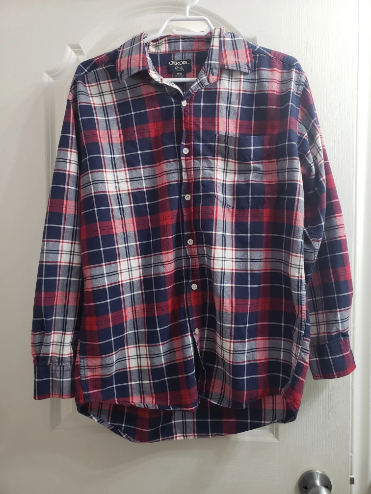 Cherokee Plaid Long Sleeve Button-Up Shirt for men - Medium