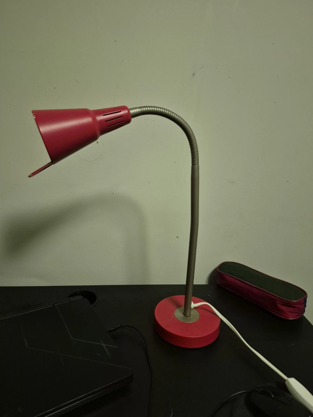 IkEA Red Gooseneck Desk Lamp.