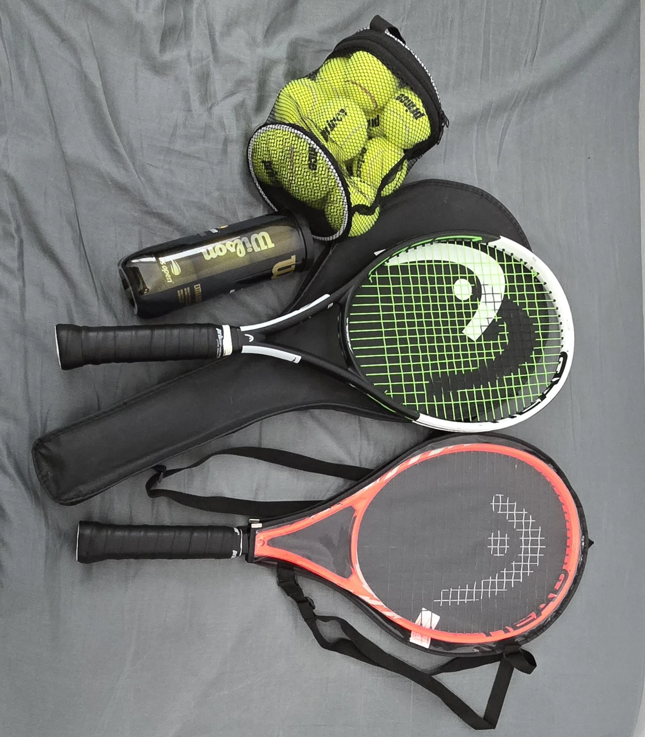 Head Tennis Racket Set with Tennis Balls and Wilson Balls