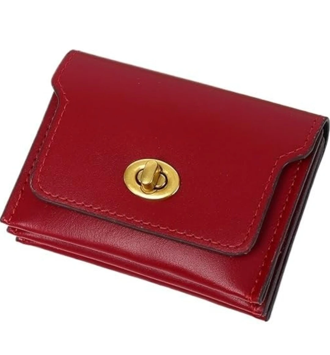 🏆 Red Leather Bifold Card Holder Wallet 🏆