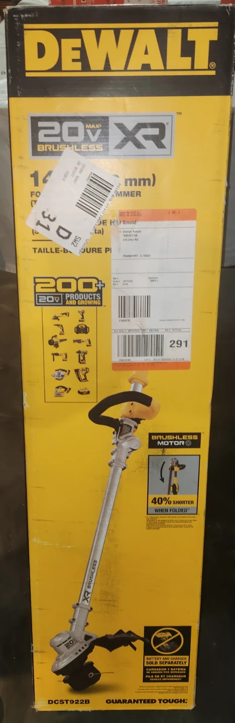 DEWALT 20V MAX XR Brushless Cordless Trimmer DCST922B