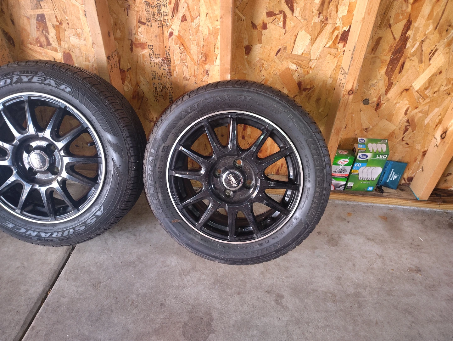Set of 4 Black Alloy Wheels with Continental Tires - photo 2