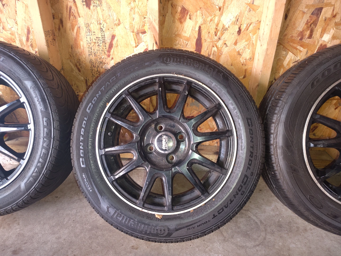 Set of 4 Black Alloy Wheels with Continental Tires - photo 3