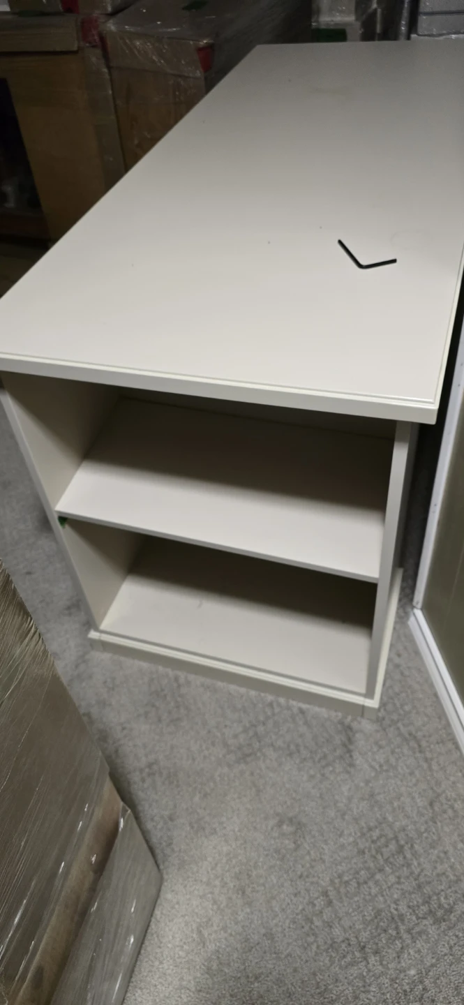 White Executive Desk with Drawers and Shelves - photo 2
