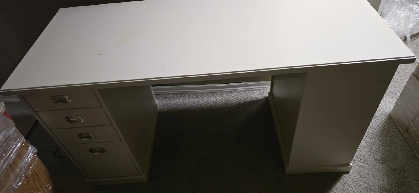 White Executive Desk with Drawers and Shelves - photo 3