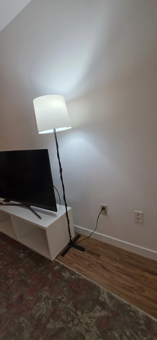 Black Floor Lamp with White Shade