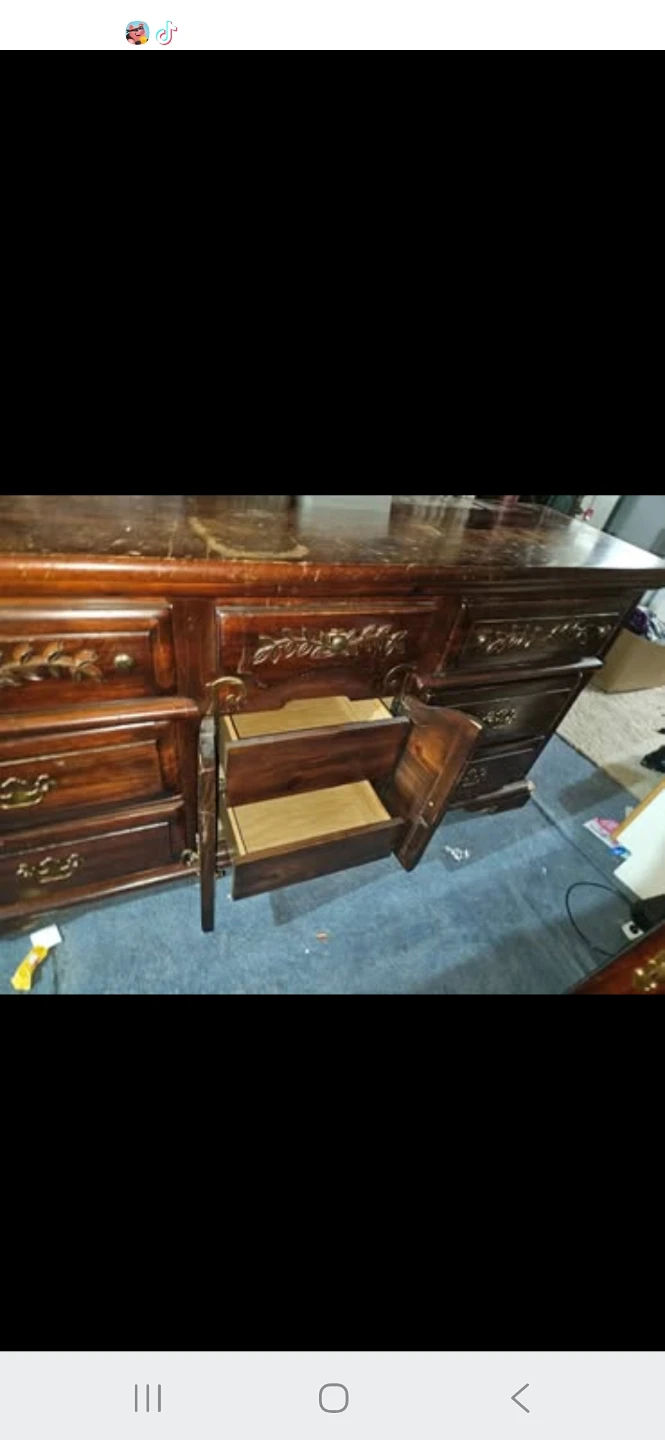 Vintage solid Wood 2pc Dresser with Mirror - photo 3