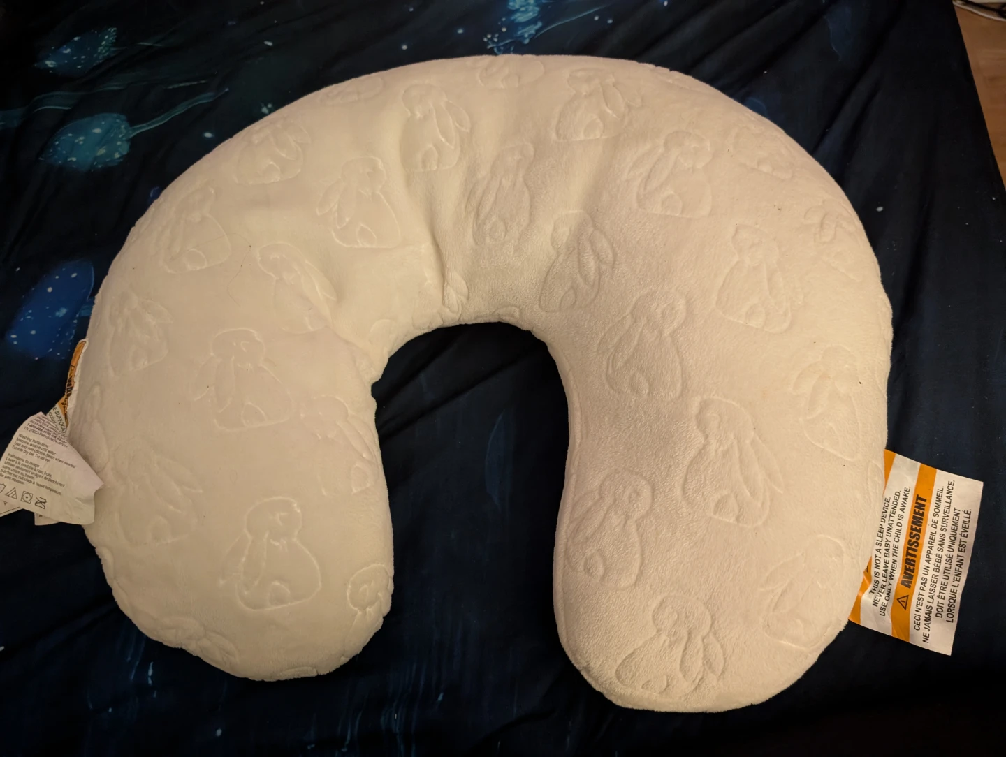 White Nursing Pillow with Bunny Pattern 🏆