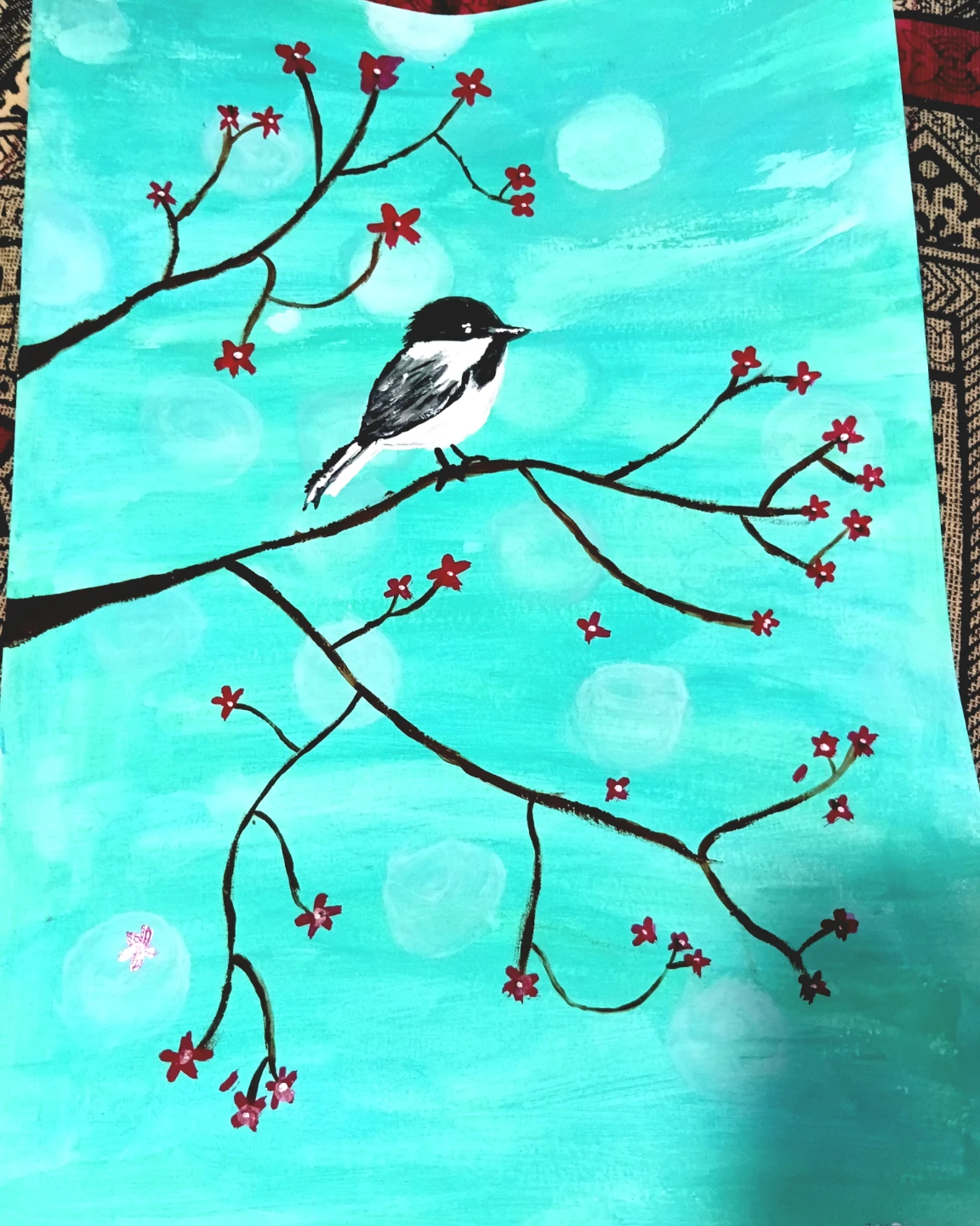 Original Painting of Bird on Branch