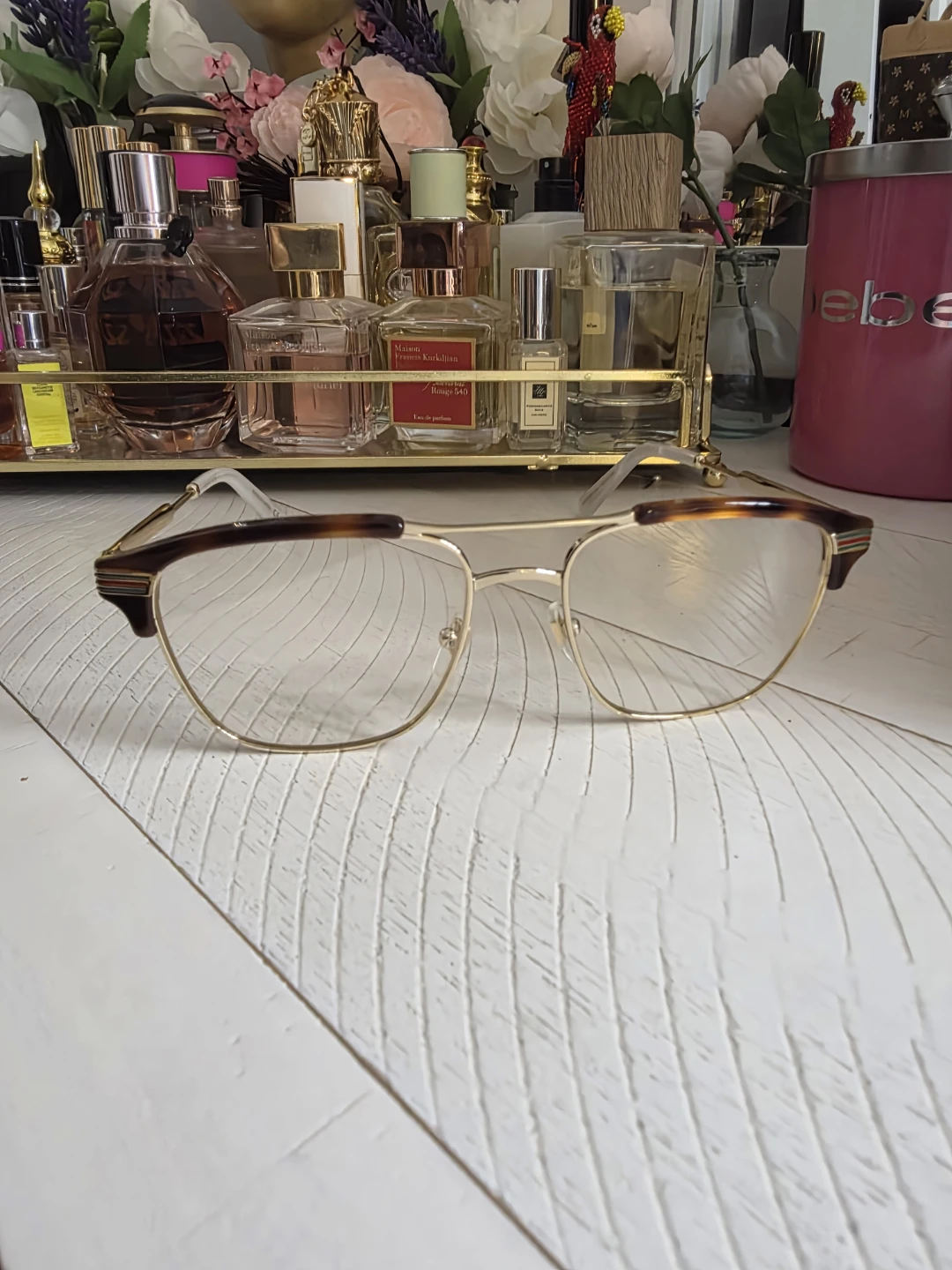 Gucci Gold Tone & Tortoiseshell Eyeglasses