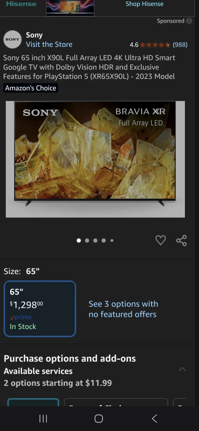Sony BRAVIA XR 65" 4K Ultra HD Smart Google TV - photo 2