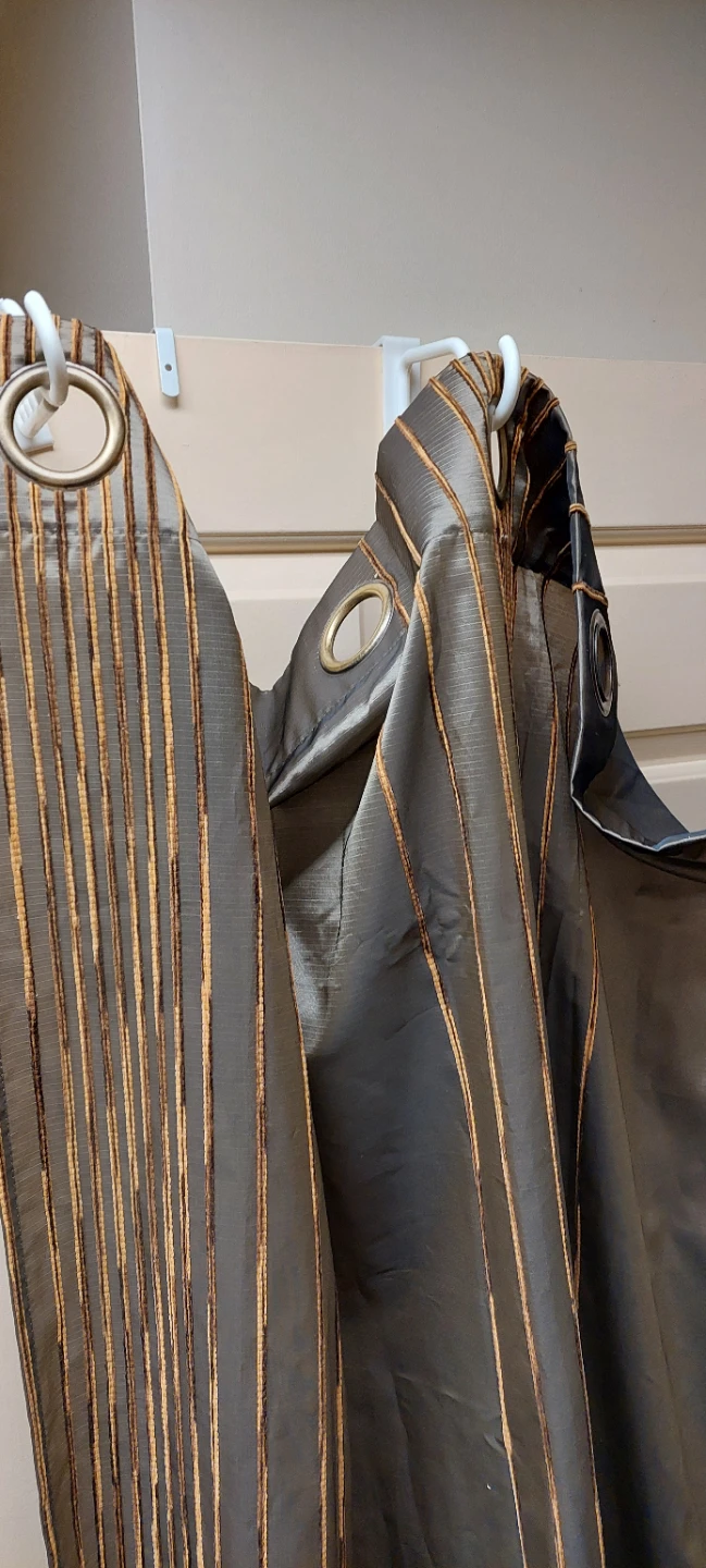 Grey and Gold Striped Grommet Curtains (Pair) - photo 5