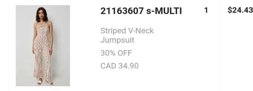 Striped V-Neck Jumpsuit - photo 5
