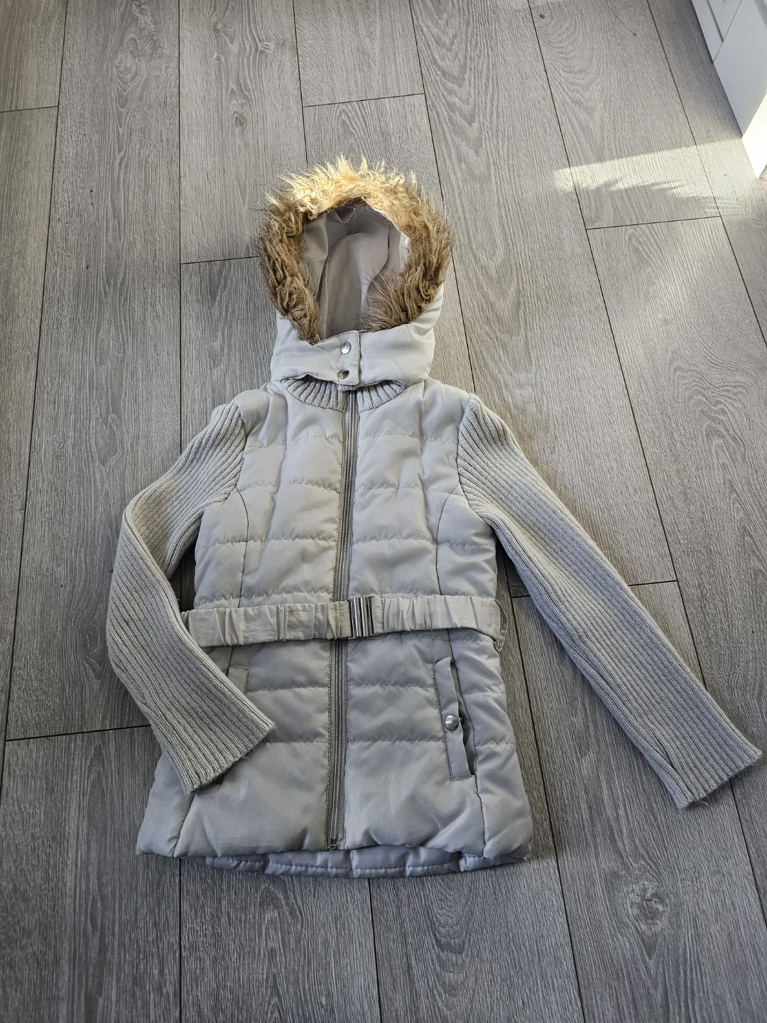 JouJou Puffer Jacket with Knit Sleeves