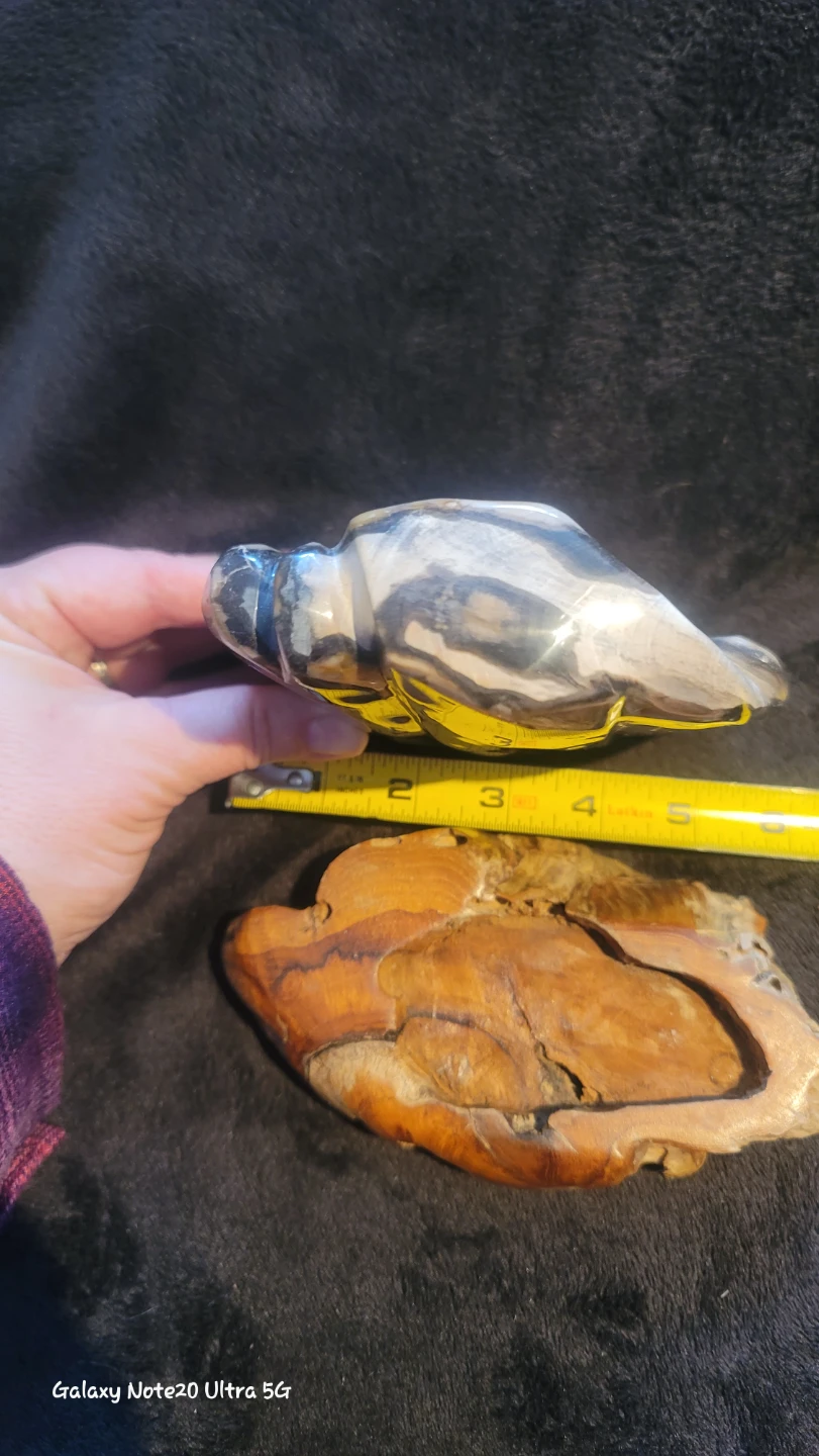 Petrified Wood Sculpture with Wooden Base - photo 3