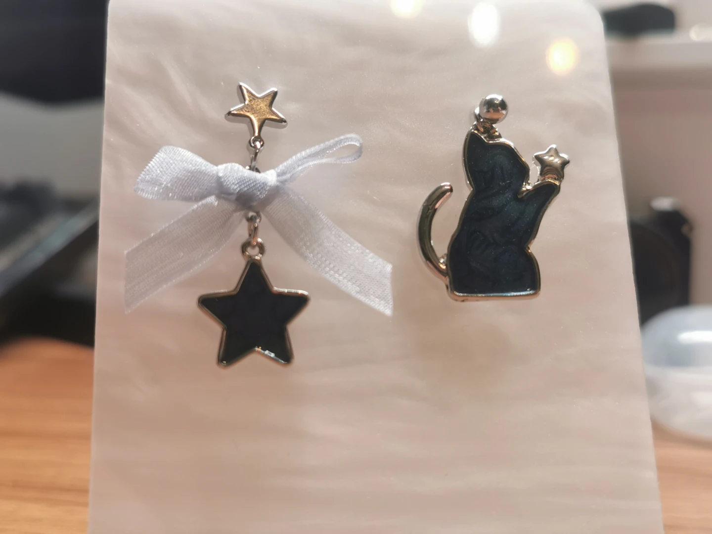 Cute Cat and Star Dangle Earrings
