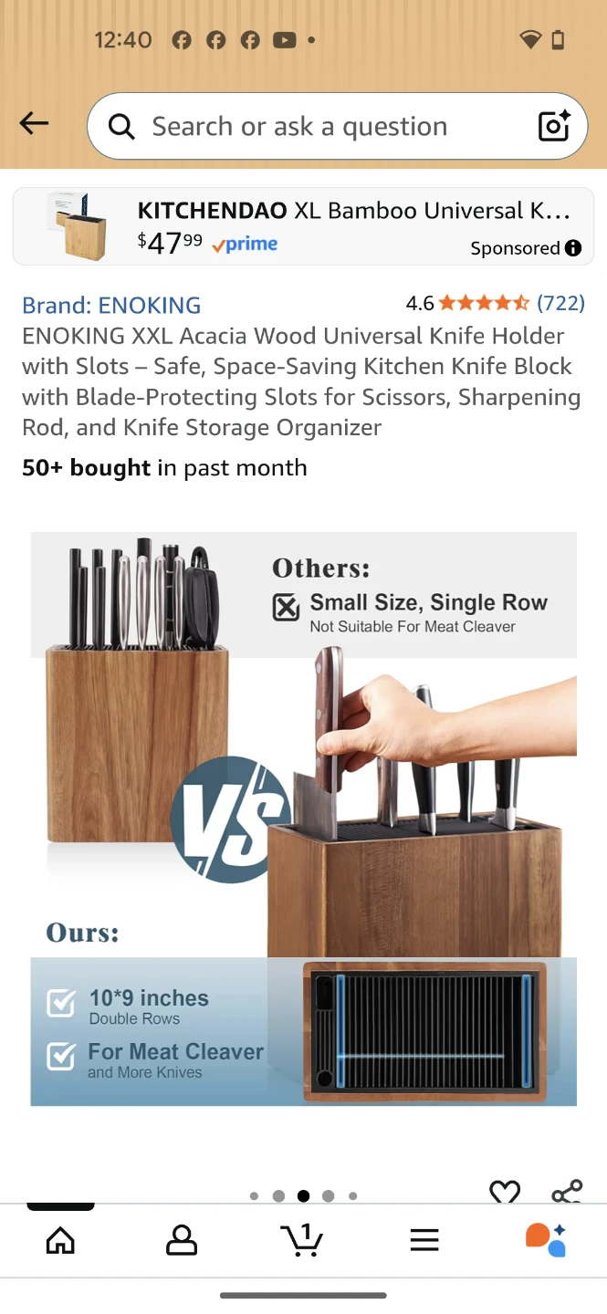 ENOKING Universal Acacia Wood Knife Block - photo 3
