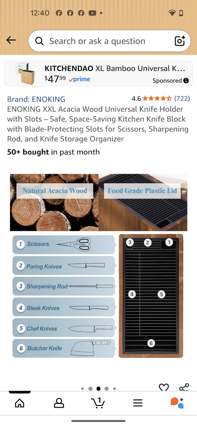 ENOKING Universal Acacia Wood Knife Block - photo 4