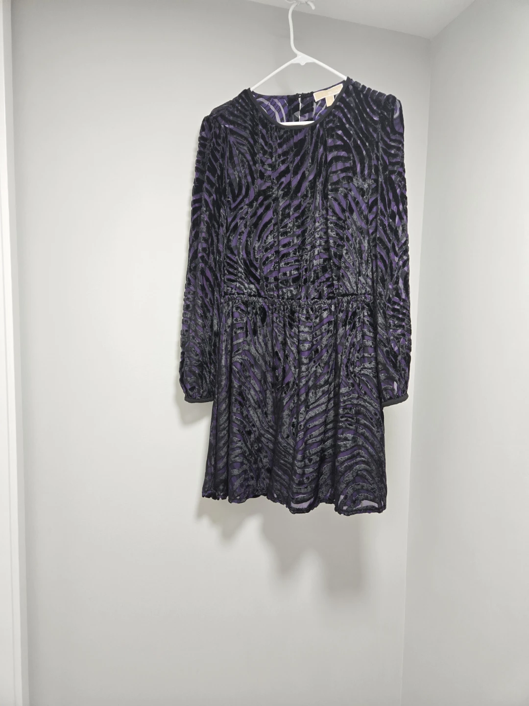 Michael Kors Purple Velvet Zebra Print Dress Size M
