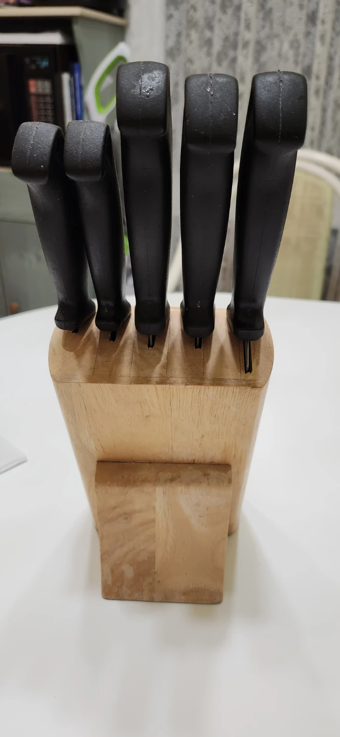 Set of 5 Serrated Knives with Wooden Block - photo 2