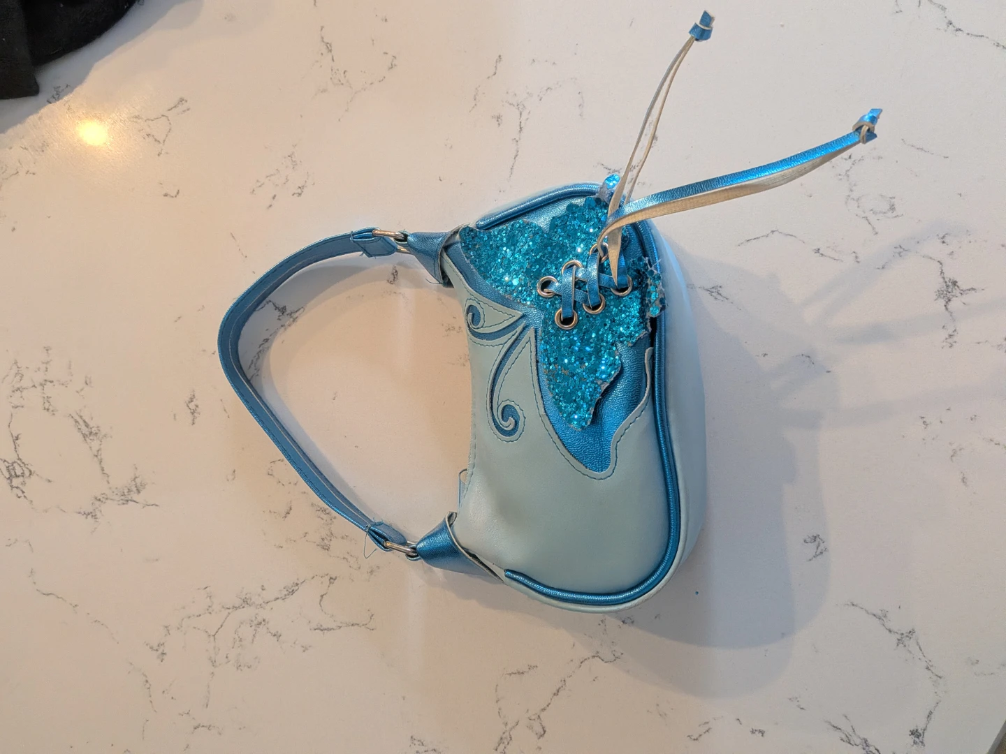 Light Blue Butterfly Accent Shoulder Bag - photo 4
