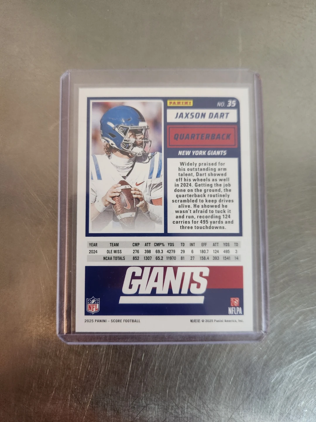 2025 Panini Score Football Jaxson Dart Rookie Card - photo 2