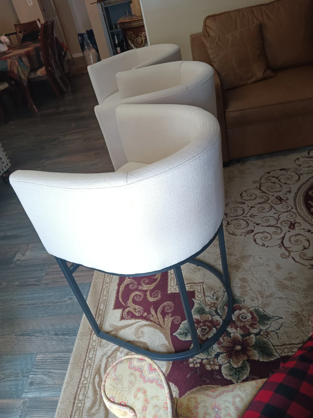 Set of 3 Cream Upholstered Counter Stools - photo 3