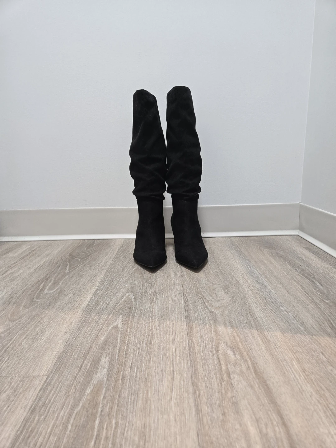 Black Velvet Slouch Boots - Size 7