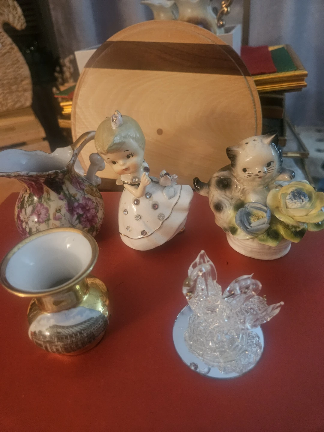 Royal Chintz Creamer Pitcher and 4 collectible figurines